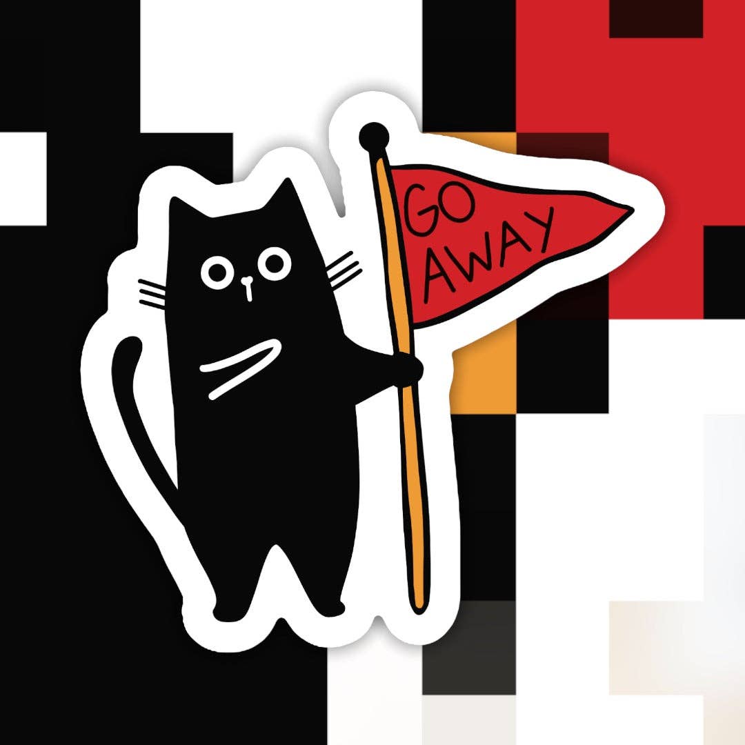 Cat Go Away Sticker: White Background